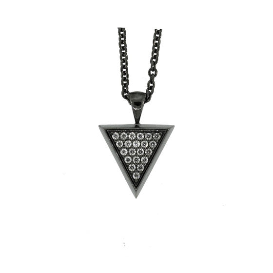 Blackened 18k White Gold Diamond Pendant Large Tres Puntos - Mander Jewelry