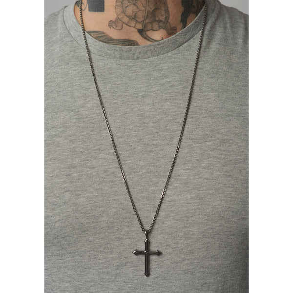 Blackened Silver Cross Pendant Archer for Men - Mander Jewelry