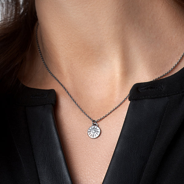 Blackened Silver Diamond Pendant Necklace Timeless - Mander Jewelry