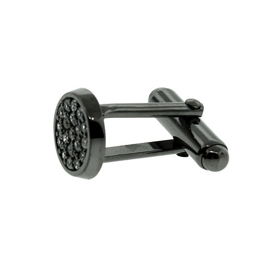 Blackened 18k White Gold Diamond Cufflinks Redondo - Mander Jewelry