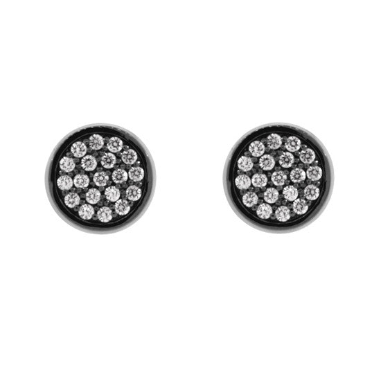 Blackened 18k White Gold Diamond Earrings Redondo - Mander Jewelry