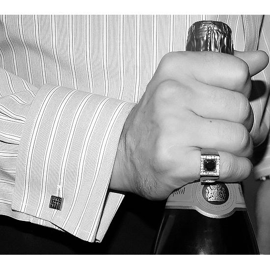 Blackened Silver Emerald Cufflinks Cuadrado - Mander Jewelry