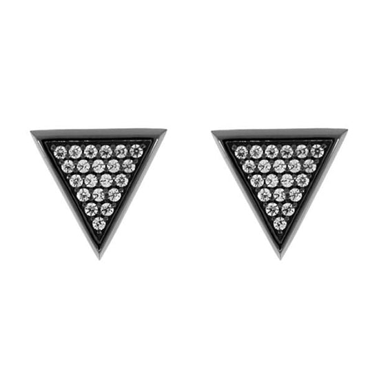 Blackened 18k White Gold Diamond Earrings Large Tres Puntos - Mander Jewelry