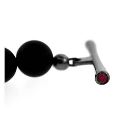 Matte Onyx Ruby 10mm Spirit Bead Bracelet Silver Ruby - Mander Jewelry