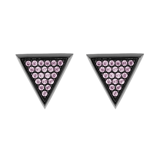 Blackened 18k White Gold Pink Diamond Earrings Large Tres Puntos - Mander Jewelry
