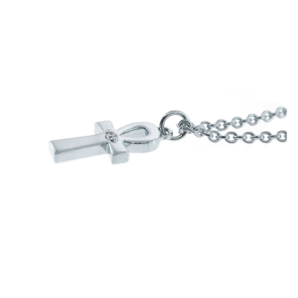 14k White Gold Ankh Diamond Pendant and Chain Necklace for Women - Mander Jewelry