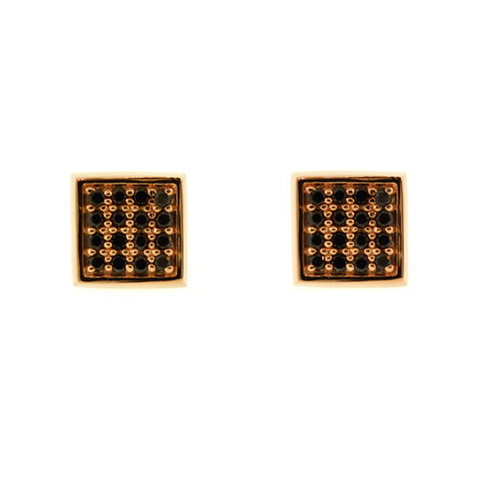 18k Rose Gold Black Diamond Earrings Cuadrado - Mander Jewelry