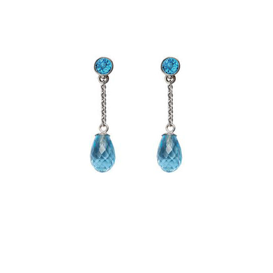 Silver Blue Topaz Briolette Drop Earrings - Mander Jewelry
