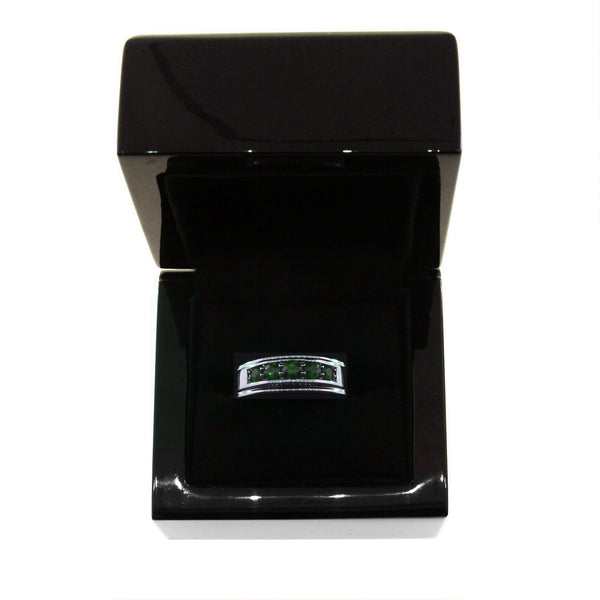 Blackened Silver Graduado Ring Emeralds - Mander Jewelry