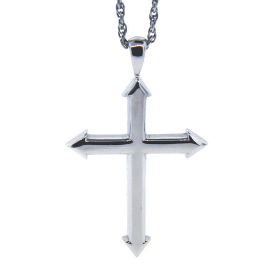 14k White Gold Cross Pendant Archer for Men - Mander Jewelry