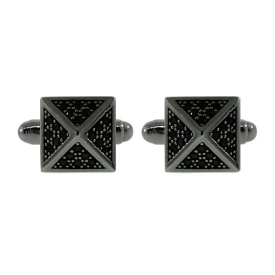 Blackened Silver St Marks Black Diamond Cufflinks - Mander Jewelry