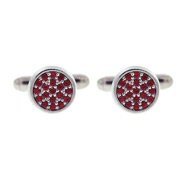 Silver Redondo Cufflinks Ruby - Mander Jewelry