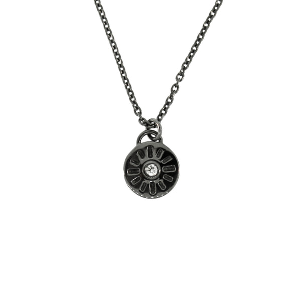 Blackened Silver Diamond Pendant Necklace Timeless - Mander Jewelry