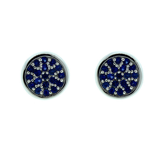 18k White Gold Blue Sapphire Earrings Redondo - Mander Jewelry